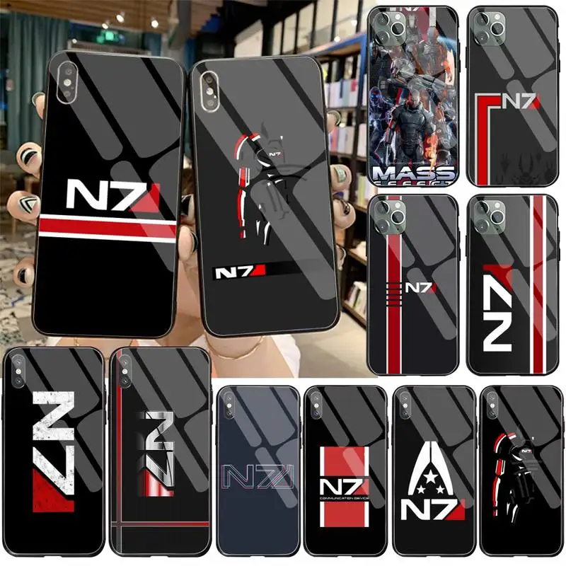 

KPUSAGRT N7 Mass Effect Phone Case Tempered Glass For iPhone 11 Pro XR XS MAX 8 X 7 6S 6 Plus SE 2020 case