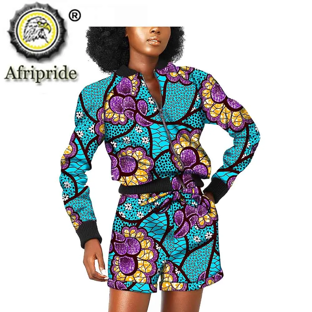 Костюм в африканском стиле для женщин Dashiki пальто куртка и шорты комплект из 2