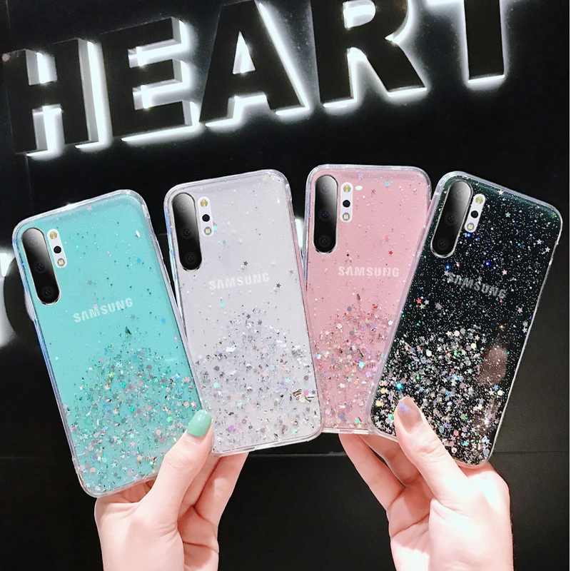 Блестящий Мягкий силиконовый чехол для Samsung Galaxy S8 S9 S10 S20 J4 J6 Plus J8 2018 A10 A20 A30 A40 A50 A70 A90
