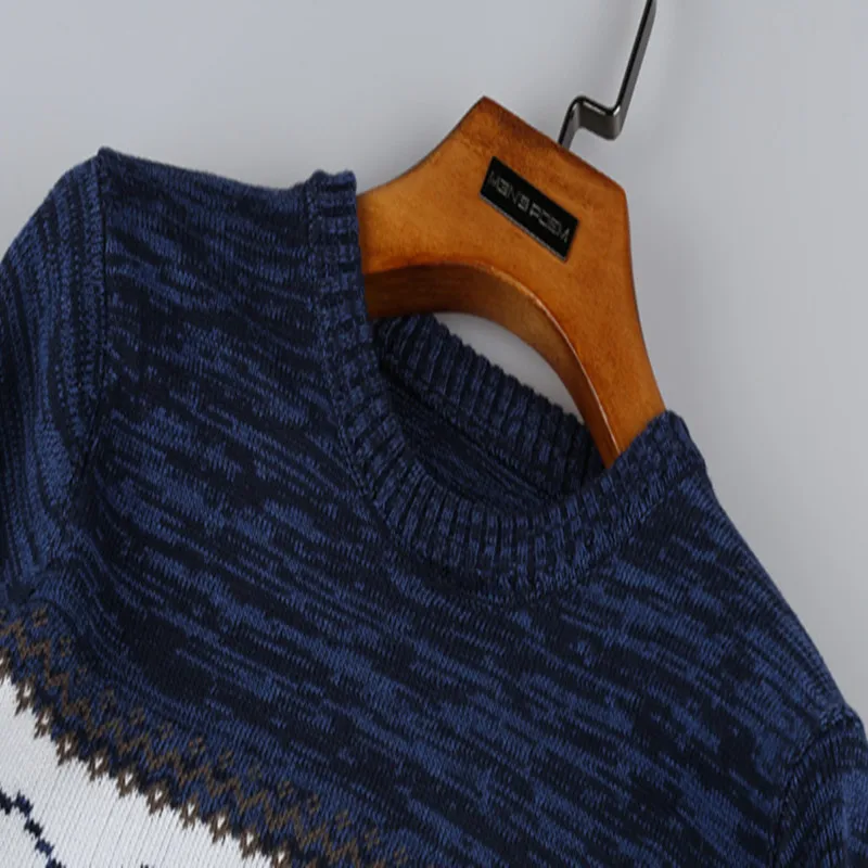 

Men's O-neck Cotton Pullover Patchwork Autumn Winter Warm Slim Fit Long Sleeve Clothes Knitted Casual Male Sweater Dropshopping