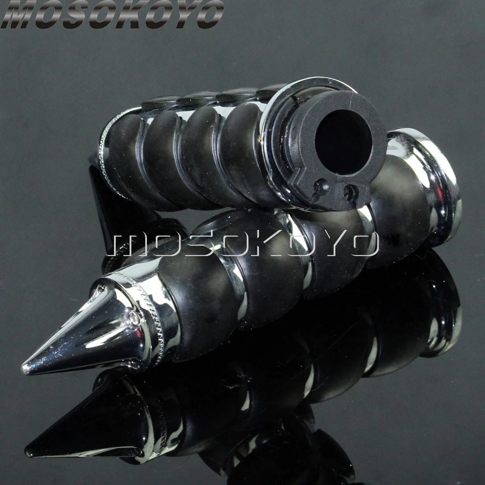 1 Pair Aluminum Motorcycle 22/25mm Universal Spike Hand Grips w/ Throttle For KAWASAKI HONDA Suzuki Boulevard M50 M90 M109R Boss |