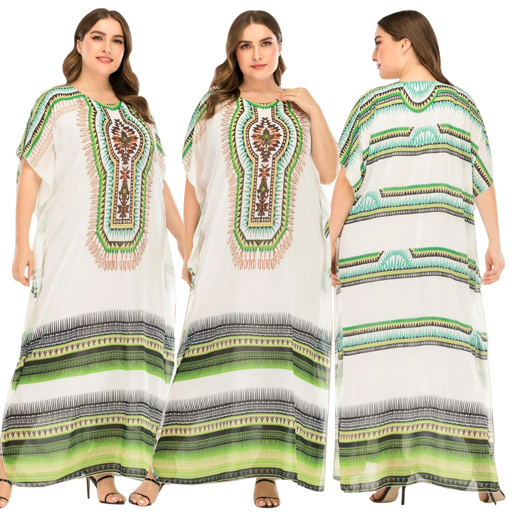 

Plus Size Women Dubai Kaftan Jilbab Summer Short Sleeve Maxi Dress Muslim Loose Islamic Caftan Beach Casual Hippie Sundress Gown