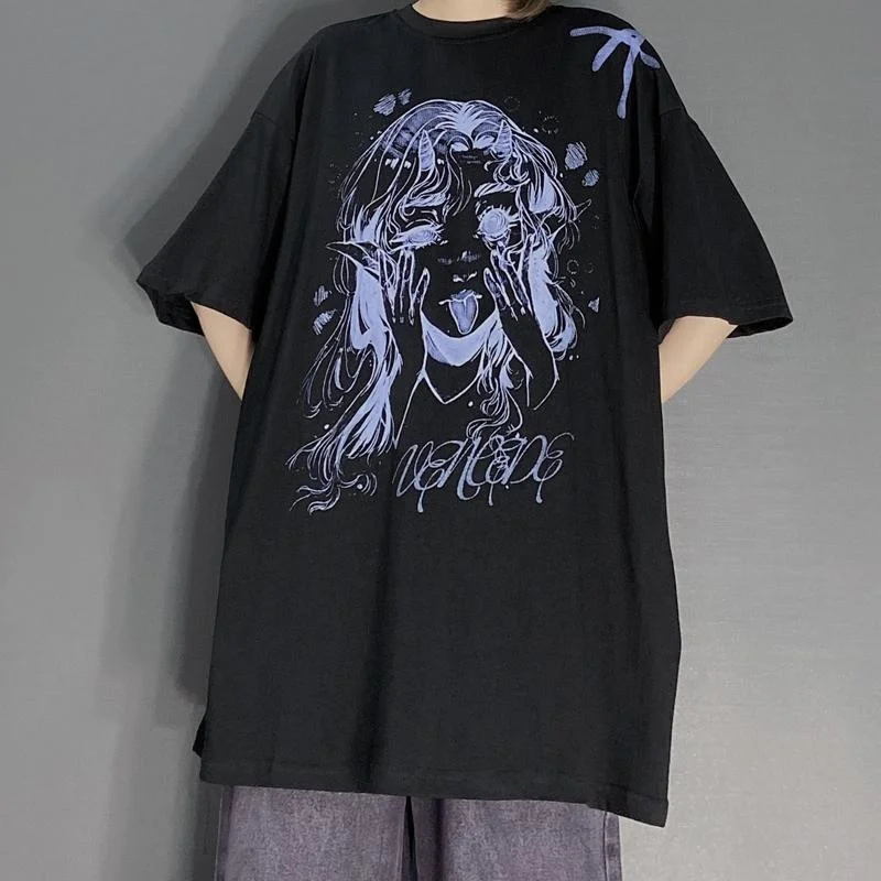 

Футболка женская свободного покроя в стиле Харадзюку, Милая рубашка с коротким рукавом в стиле панк, забавная футболка в стиле хип-хоп, лето