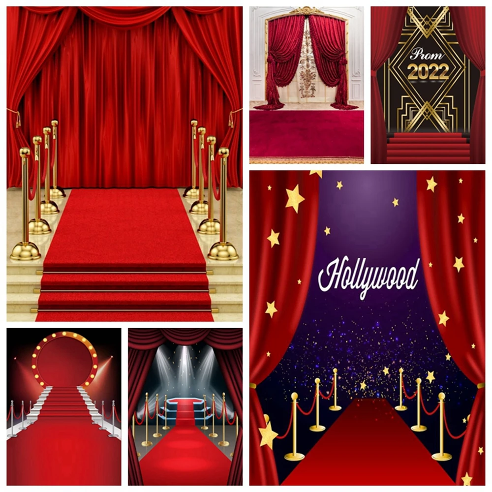 Виниловый фон для фотосъемки в фотостудии с изображением красной ковровой