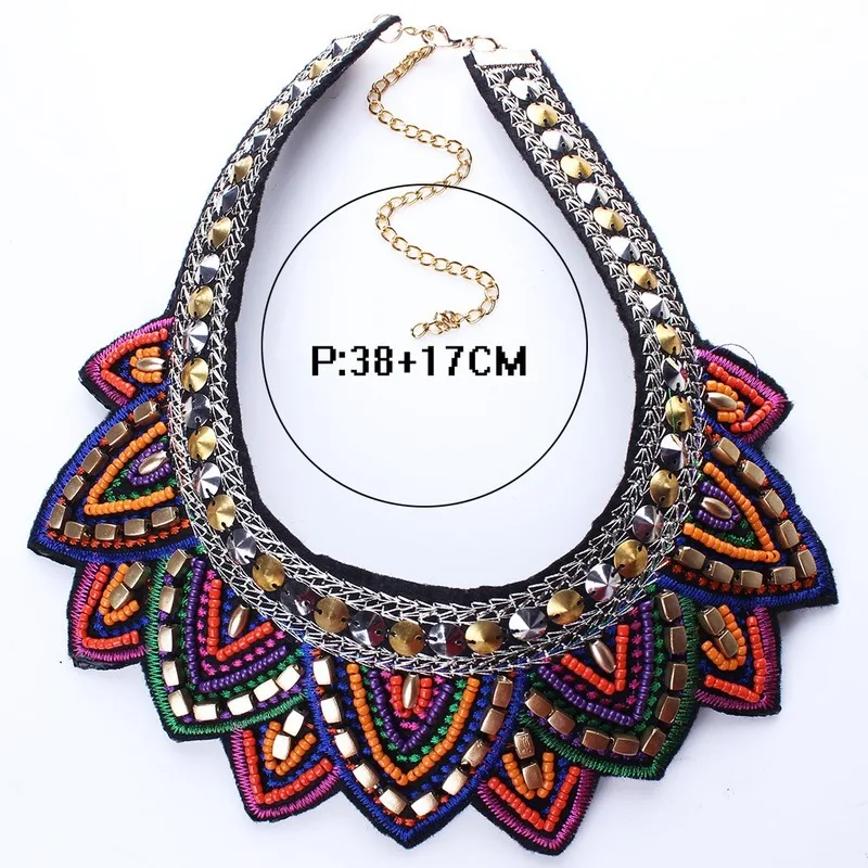 Hot European and American fashion exaggerated retro ethnic style rice beads fake collar handmade necklace | Украшения и