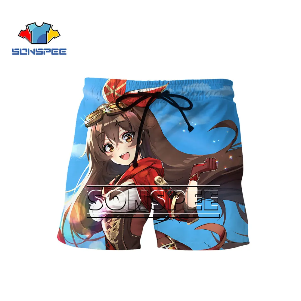 

SONSPEE Genshin Impact Game Shorts Summer New Men Women Beach Short 3D Print Fashion Personality Sports Fitness Oversized Shorts
