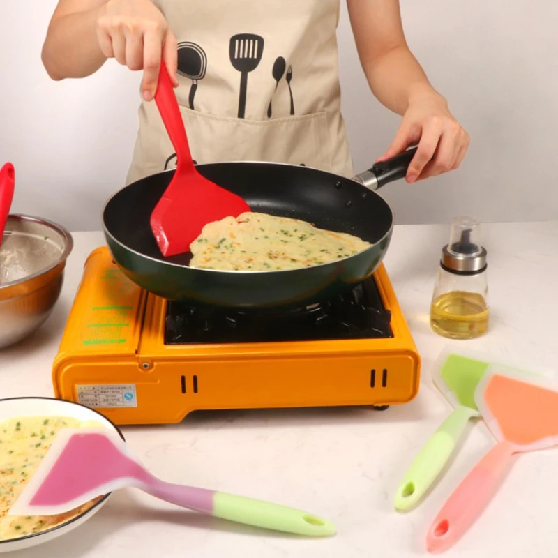 

Антипригарная Гибкая кухонная силиконовая лопатка с широкими шпателями, лопатка для кухни, яиц, омлета, стейка