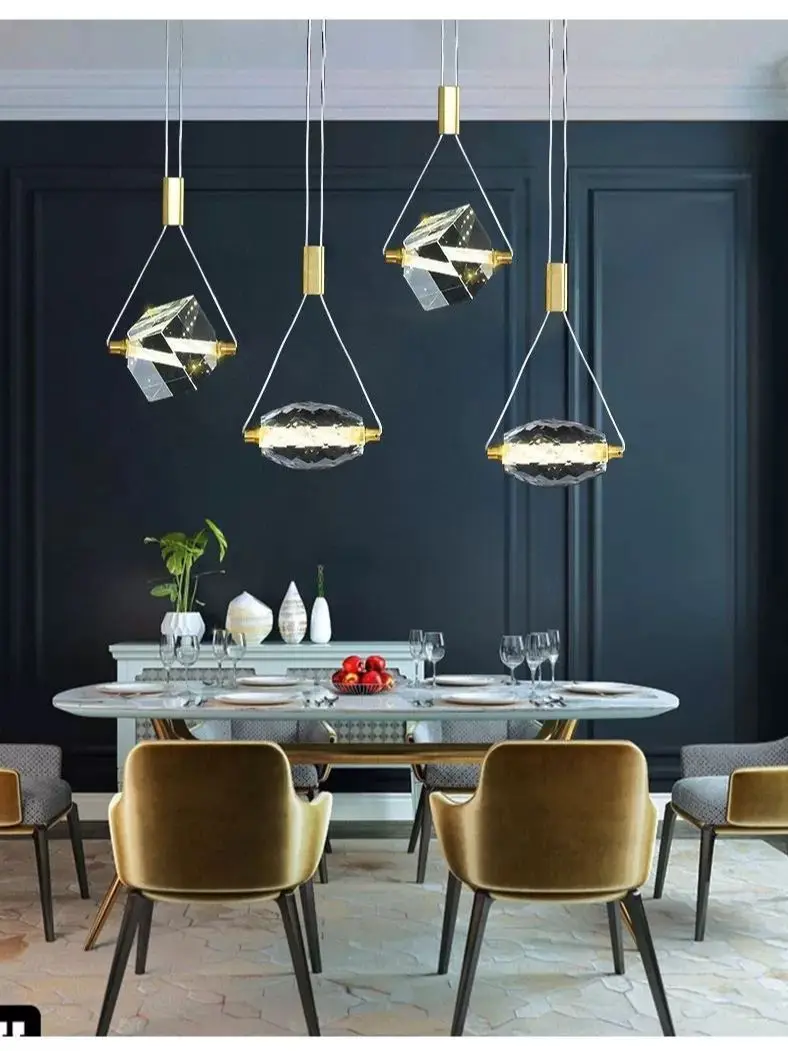 

Light Luxury Bedroom Crystal Chandelier Bedside Modern Simple Creative Bar Pendant Lamp Nordic Long String Small Handing Light