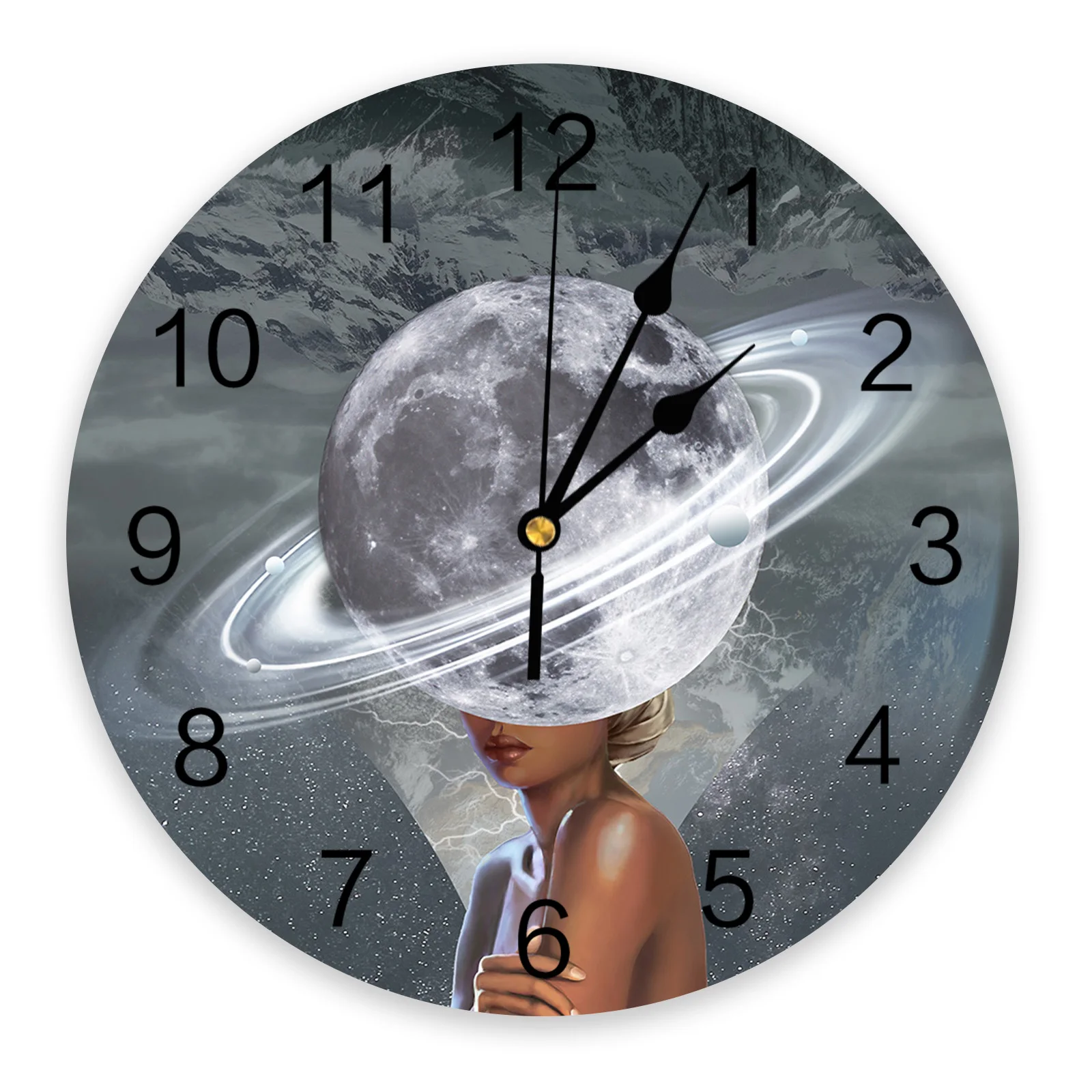 

Black Moon Wall Clock Bedroom Silent Wall Digital Clock Living Room Decor Wall Clock Modern Design