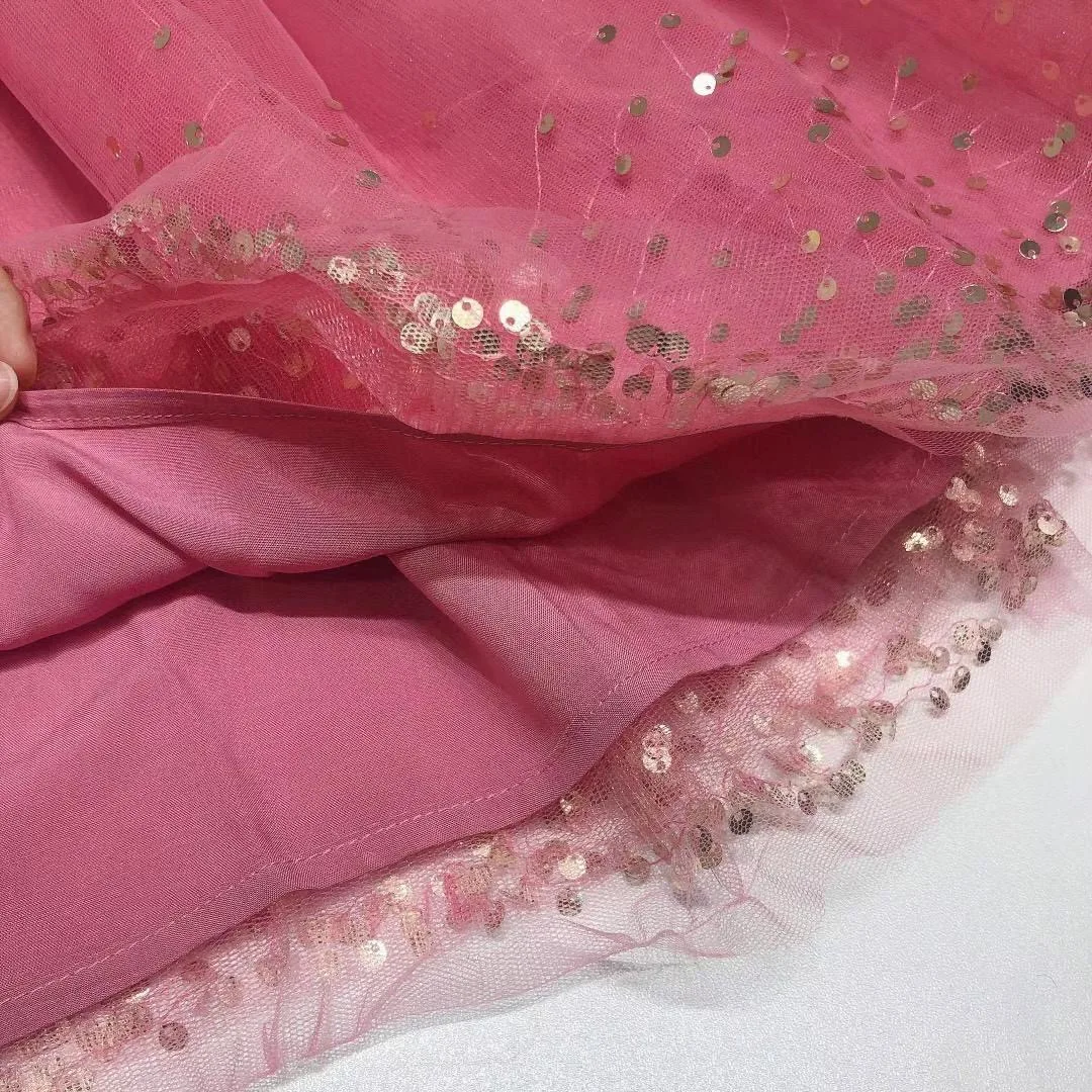 

Instock New Girls Clothing set Shining Short Top + Pink Skirt For Party Wear 90-140CM