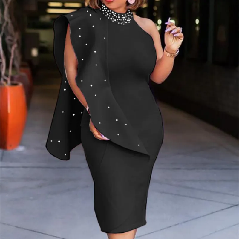 

Women Party Dresses Slim Fit Dress Female Elegant Prom Birthday Christmas Event Night Celebrity Robes Bodycon Beading Big Ruffle