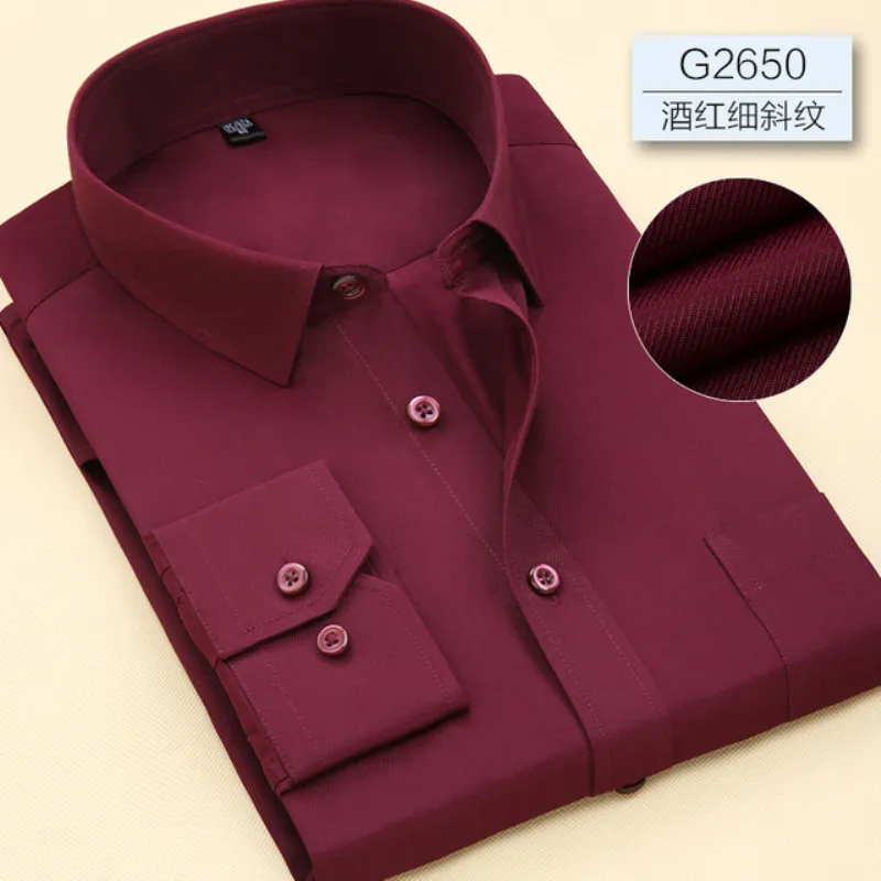 Plus Large Size 7XL Mens Work Shirt Long Sleeve Business Casual Shirt Slim Fit Classic Solid Striped Male Social Dress Shirts