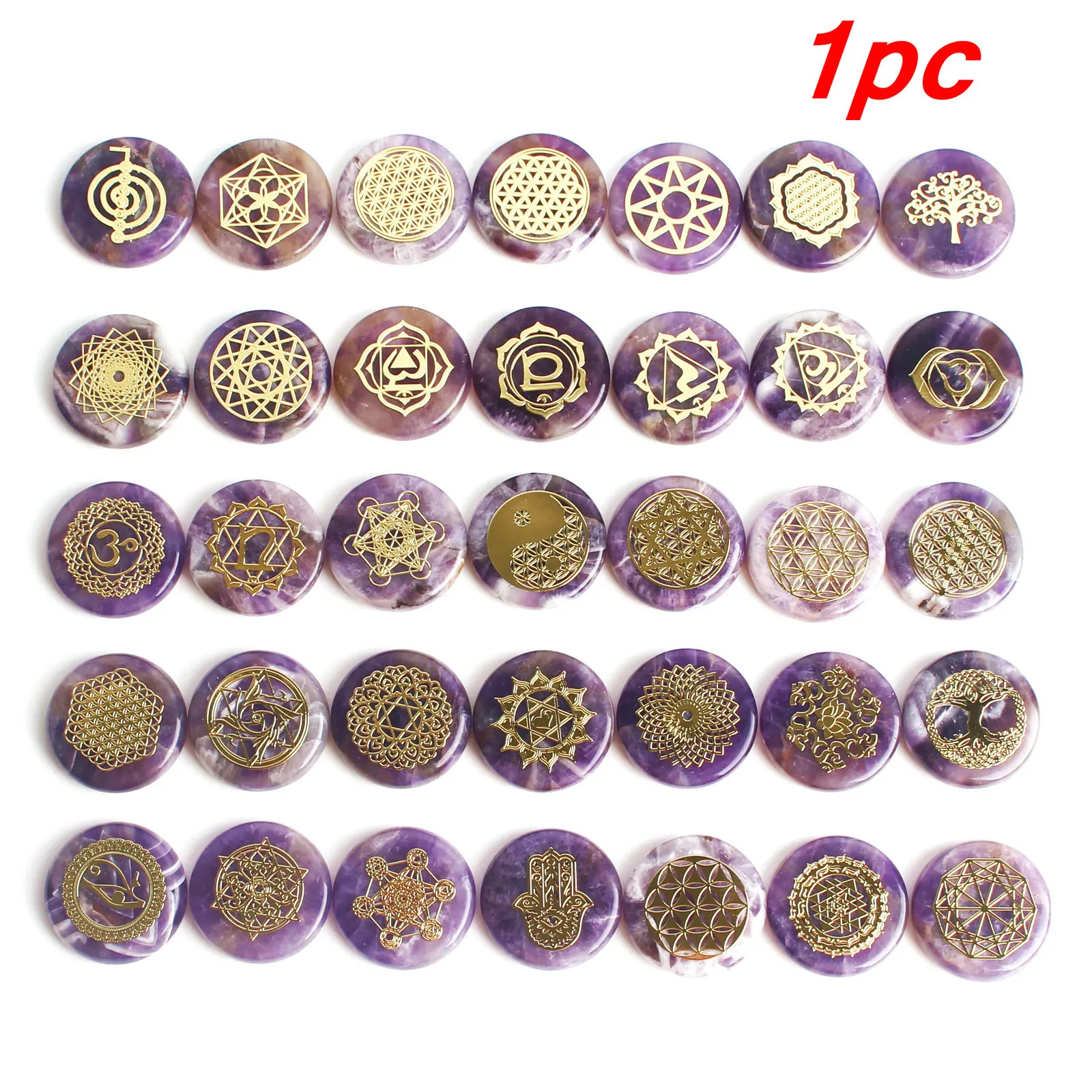 Натуральные фиолетовые руниновые камни чакры кристалл золото предсказания