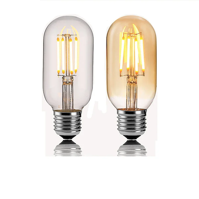 

2PCS E27 Bombilla T45 Retro Edison LED Bulb 4W 6W 2W LED Lamp Filament Light 110V 220V Warm white Vintage Glass Lamp For indoor