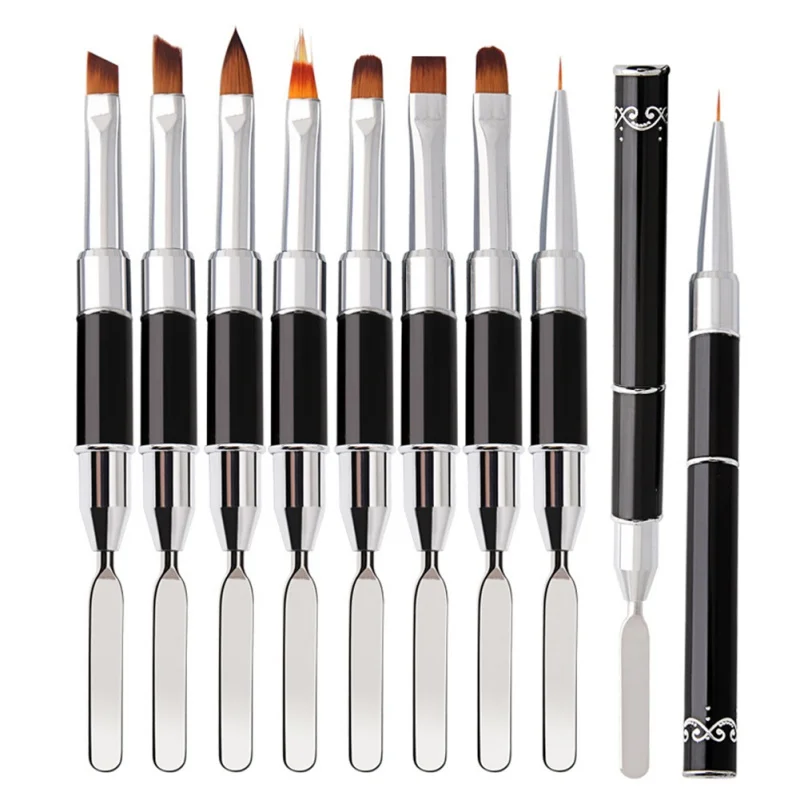 Двусторонняя кисточка для дизайна ногтей с цветами ручка полиуф гель шпатель