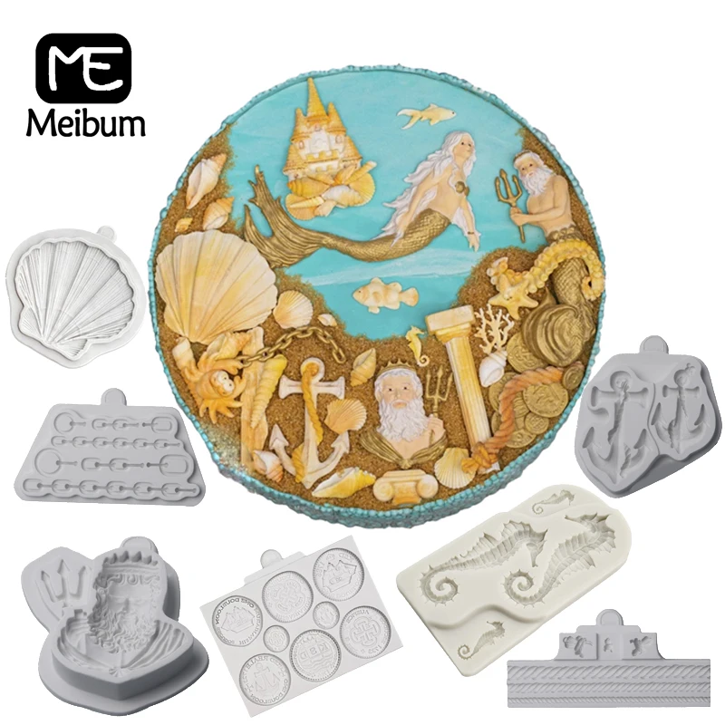 Цепочка из монет форма с якорями морская тема украшение для торта помадка