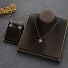 Подвеска в виде цветка на удачу, теннисная цепочка, колье, ожерелье, серьги, кубический цирконий, набор украшений для женщин, Свадебная вечеринка, D1501