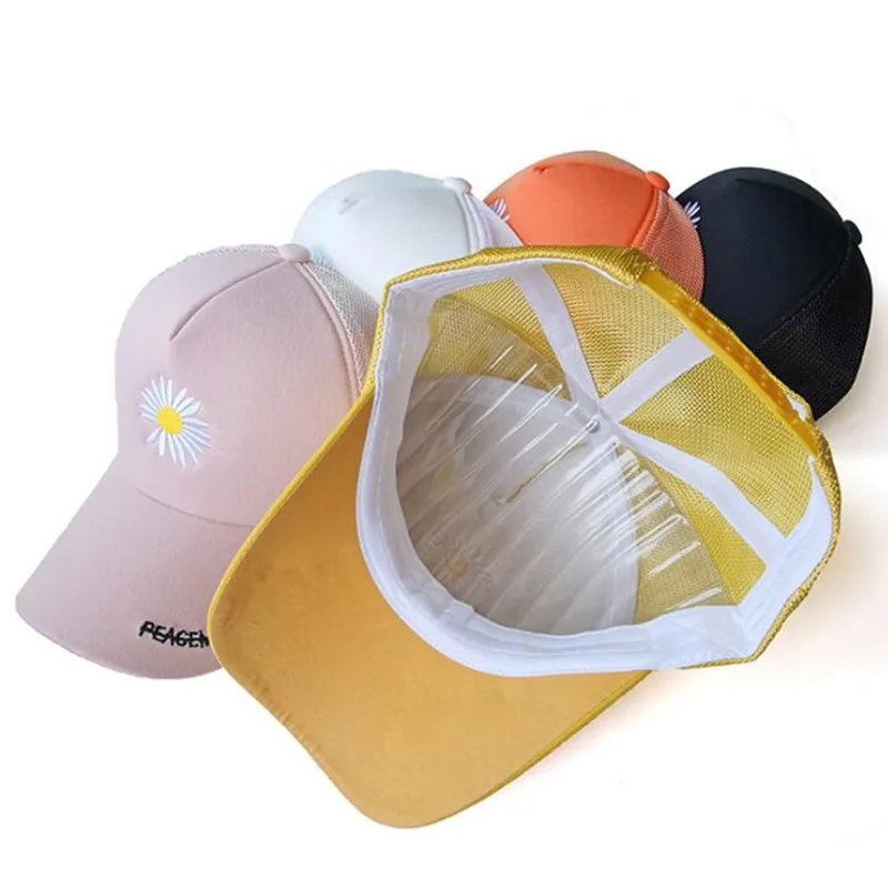 

SILOQIN Trend Summer Breathable Baseball Caps For Women Adjustable Size Fashion Flowers Embroidery Hip-hop Cap Snapback Tide Hat