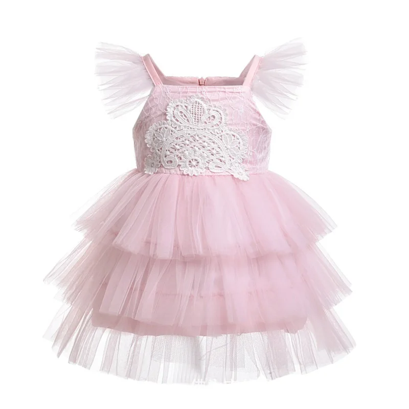 Платье принцессы для маленьких девочек Сетчатое кружевное элегантное