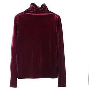 Осень 2021, женские вельветовые футболки, однотонные свободные облегающие базовые Топы, женские офисные велюровые топы с высоким воротником, верх женских размеров 8XL