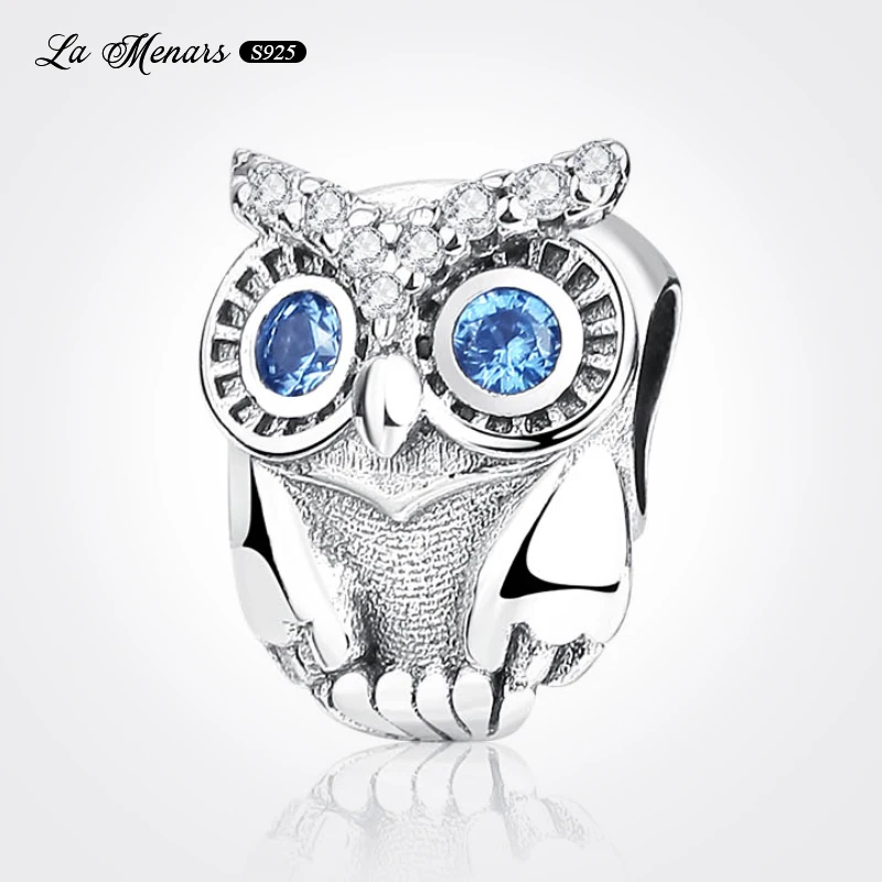 

La Menars Cute Little Owl Bead Charm Fit Original Brand Charm Bracelet Genuine Silver Plating Women Jewelry DIY Making