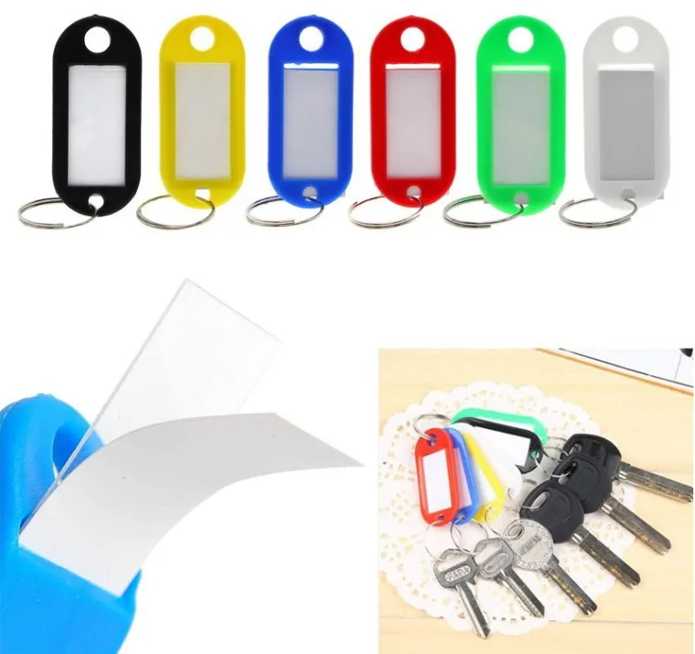 1Pcs Plastic Keychain Key Tags Id Label Name With Split Ring For Baggage Chains Rings | Дом и сад