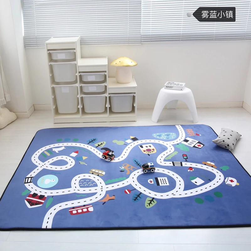 Blue Town Детские игровые коврики, детский коврик для ползания, бархатный, медленно отскакивающий утолщенный ковер, Противоскользящий коврик для ползания, Декоративная Гостиная для детей - Цвет: Blue Town