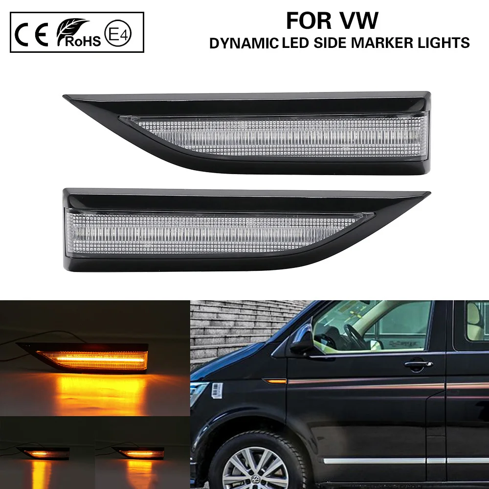 

2Pcs Dynamic Flowing LED Side Marker Lamp Turn Signal Indicator Repeater Light For VW Transporter T6 2015 2016 2017 2018 2019