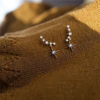 stud earrings for women s925 silver needles star cubic zirconia simple brincos bridal wedding engagement fine jewelry kyed0304