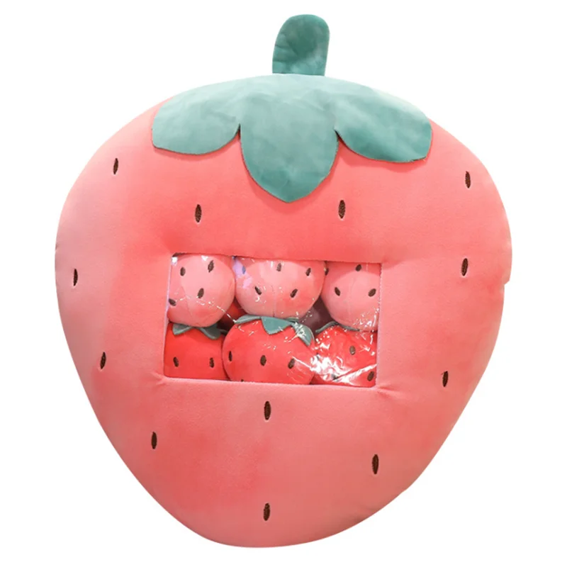 

1 Pcs Fruit Snacks Plant Plush Toy Strawberry Pillow Have Small Ball Inner Cartoon Plush Fruit Banana Avocado Toy Kids Toy Gift