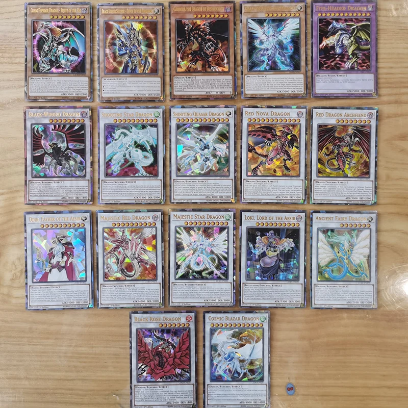 Yu Gi Oh-cartas de Anime japon&eacute;s para ni&ntilde;os, juguete para regalo, 72 diferentes, ingl&eacute;s, drag&oacute;n gigante, soldado, Sky Dragon Flash, 72 Uds.-1