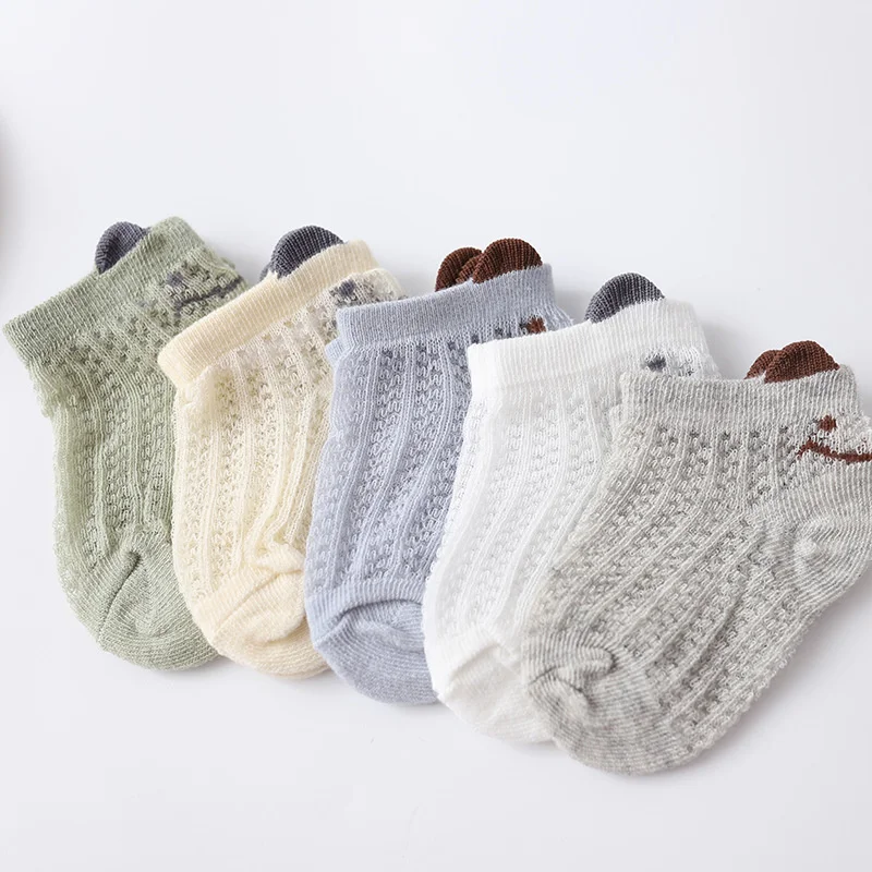 

5 Pairs/Lot Children Cotton Socks Boy Girl Baby Infant Ultrathin Fashion Breathable Solid Mesh Socks For Summer 1-5T Teens Kids