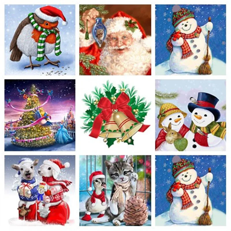 Бриллиантовый рисунок Рождество подарок камни в форме ромба/круглый дрель 5D DIY