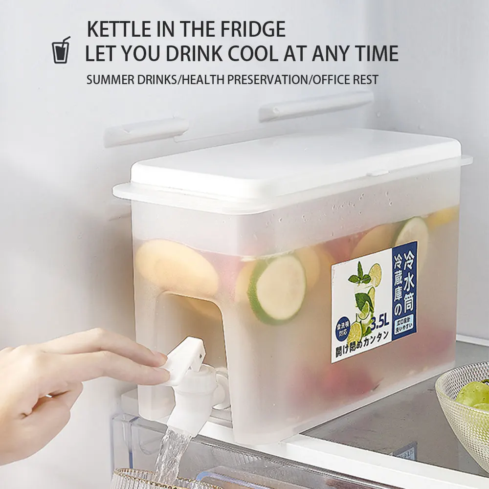 

3500ml Water Jug With Faucet Cold Water Bottle Kettle TeaPot Lemon Juice Jugs Kitchen Drinkware Container Heat Resistant Pitcher