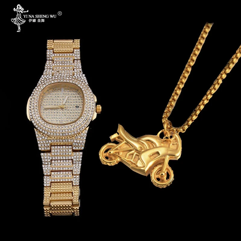 Роскошные мужские золотые часы в стиле хип-хоп побрякушки ювелирные изделия