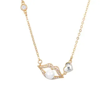 

Net Red Personality Fashion Funny Lips Pearl Necklace Necklace Female SWN2511-A