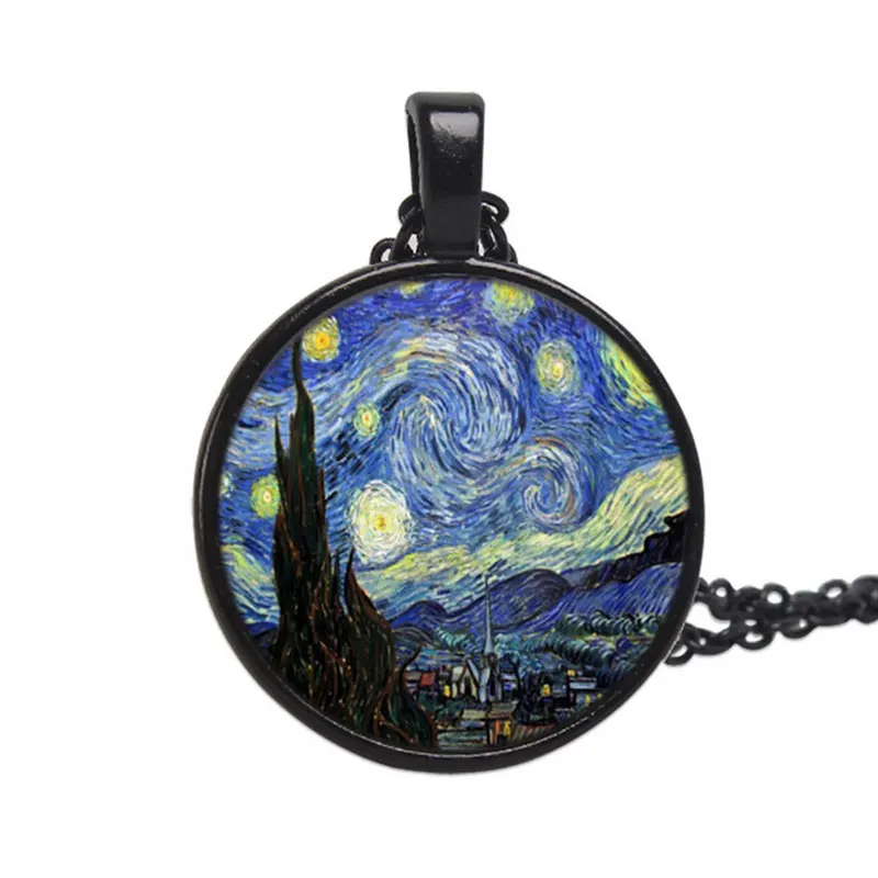 Кулон Звездная ночь с изображением Ван Гога ожерелье стеклянное художественное