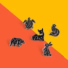 Эмалированная заколка с изображением Черной Лисы кролика оленя морской черепахи животных созвездий Броши для женщин Подарки друзьям памятные Влюбленные