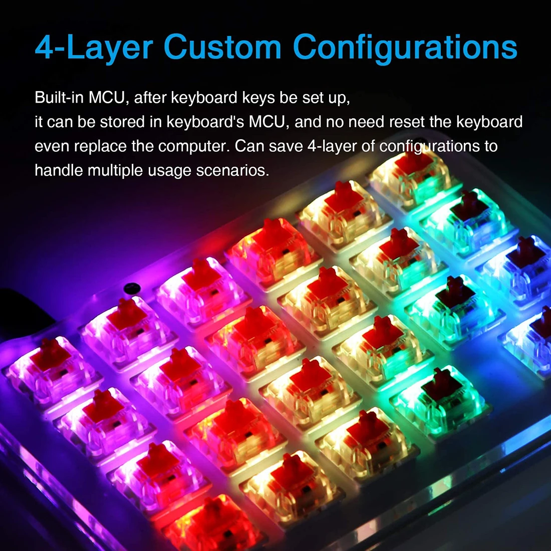 

23 keys Portable One Handed Macro Mechanical Keyboard, Mini One-Handed Mechanical Gaming Keypad 23 Fully Programmable Keys