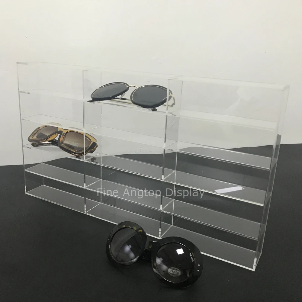Free Standing Acrylic 15 Grids Eyewear Eyeglasses Rack Collection Case Display Box Without Lid