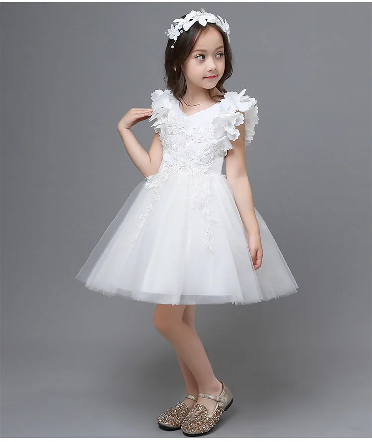 Платья принцессы для девочек с цветами платье свадьбы подружки невесты белое