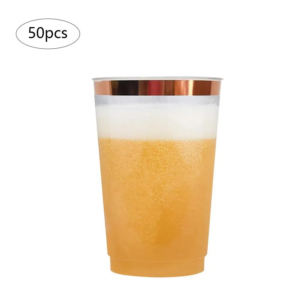 12 унций 50 штук одноразовая пластиковая прозрачная чашка Золотая Бронзирующая