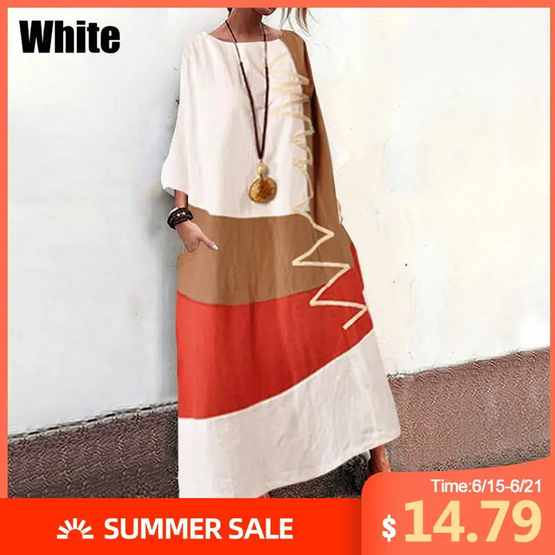 Для женщин из кусков Открытое платье без рукавов VONDA 2021 Осень Макси кафтан