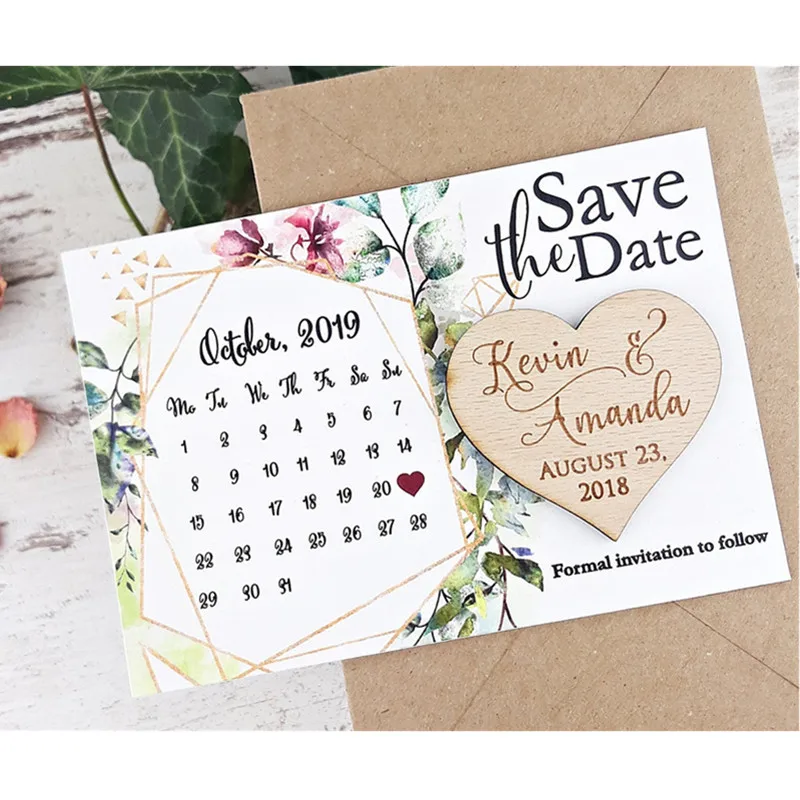 Календарь для свадьбы магниты сохранения даты деревянный магнит в форме сердца