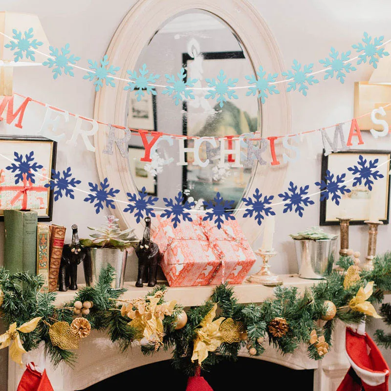 Разноцветные баннеры в виде снежинок 2 метра Бумажная гирлянда сделай сам для