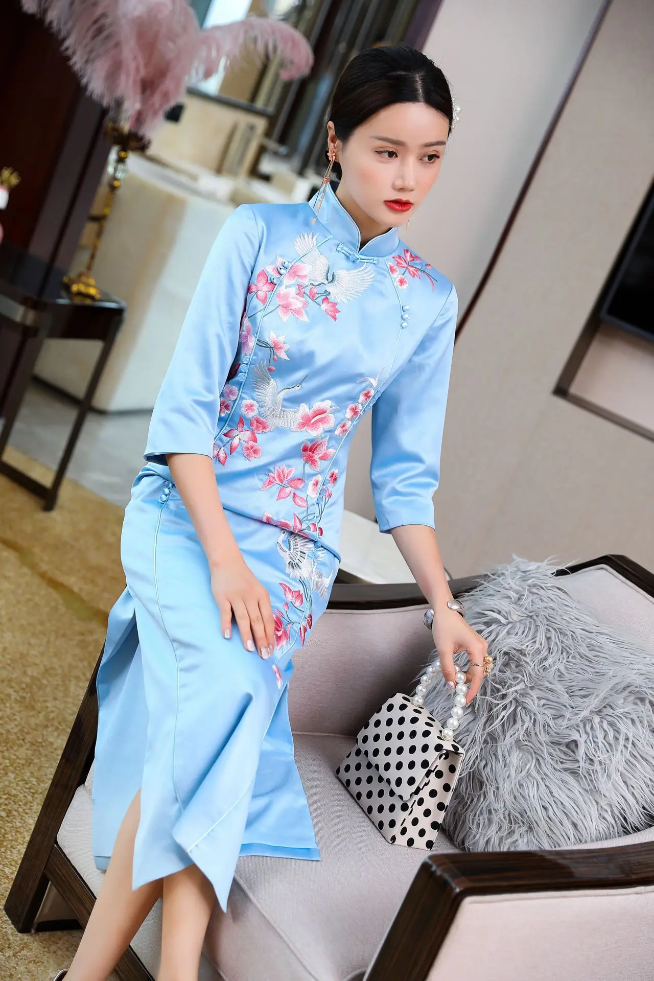 2021 Китайская одежда элегантные женские платья с вышивкой qipao | Тематическая и