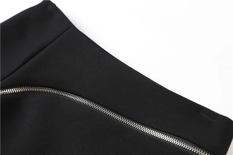 Черная мини юбка в стиле панк женская модная на молнии с разрезом и высокой