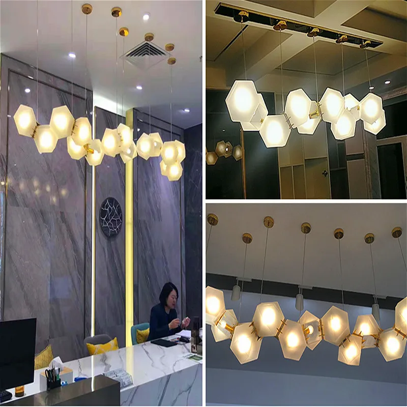 

Postmodern Glass Ball LED Chandelier Nordic Home Decoration Club Front Desk Hanging Light Office Restaurant Ceiling Chandelier