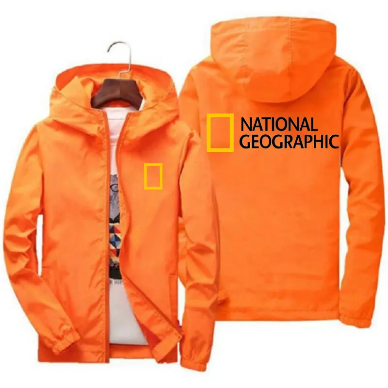 

Spring and summer National Geographic jacket men's brand street windbreaker hoodie bomber zipper thin jacket men's casual jacket