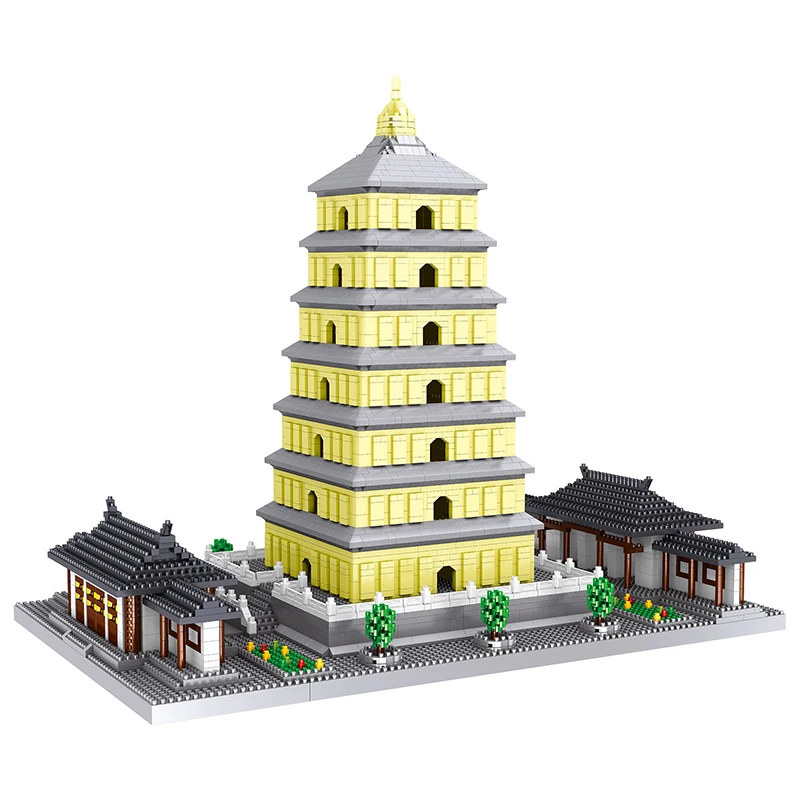 

LZ 8185, мировая архитектура, Китай, древняя дикая гусь, бриллиантовые мини-блоки, кирпичи, строительные игрушки для детей, без коробки